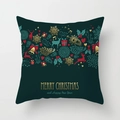 Detail of green Christmas pillowcase with gold reindeer patterns and festive holiday slogans - Dark Green Gold Bronzing Text Style (SKU026-16)