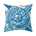 Blue and white geometric soccer pillow case featuring decorative letter T and arrow patterns - Cover Only / Dark Blue Soccer Geometric Pattern (CR052-1)