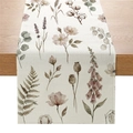 Runner da tavola in lino con motivi floreali ad acquerello di lavanda e rose - Stile Floreale Lavanda Rosa (ZQ041-1)