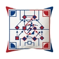 Square cushion cover with red and blue soccer tactics print and player silhouette - Cover Only / Red Blue White Tactics Diagram (CR052-4)