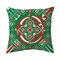 Square soccer pillow cover with green and red geometric prints for couch decor - Red Green White Modern Geometric (CR052-8)