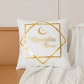 White moon and star gold foil throw pillow cover on a cozy leather sofa setting - White Octagonal Star Frame (ZY-3)