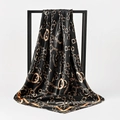 Carré de soie de 90cm avec motifs de chaînes dorées luxueuses sur fond de satin noir - 90x90cm / Noir
