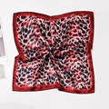 Square silk scarf with red, black and white animal print pattern and smooth texture - Red Black White Animal Print (Style 21) / 50x50cm / Dark Red Edge Animal Print