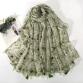 Sciarpa in voile con stampa paisley verde, nappe bicolori e stile bohémien - Verde