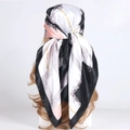 90cm silk-satin square scarf featuring classic baroque gold chain print in pink and black - French Black