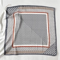 Modern 70cm square silk scarf with grey letter pattern and bold red geometric border - Fj446-3 / 70*70cm