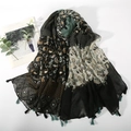 Bufanda de patchwork vintage con estampado paisley, borlas y estilo bohemio verde - 180*85CM / Verde Patchwork de Cachemir