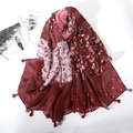 Vintage paisley print scarf with red tassels and patchwork design on white background - 180*85CM / Paisley Patchwork Wine Red