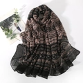 Lightweight breathable voile scarf with vintage geometric patterns and fringe detail - Ethnic Style - Multicolor