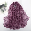 Elegante sciarpa viola scuro con stampa a foglie in tessuto leggero e traspirante - Foglia Piccola Viola