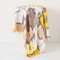 90cm chain print silk square scarf in gold and yellow on minimalist display stand - French Yellow