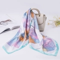 Satin floral square scarf featuring blue leaf vein patterns and vibrant gradients - 90*90cm / Fresh Blue Leaf Veins
