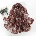 Detailed texture of burgundy floral scarf made of lightweight and breathable cotton fabric - Wine Red Floral