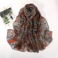 Lightweight paisley print scarf in reddish brown with vintage bohemian pattern for women - Red