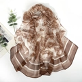 Sciarpa in seta Georgette marrone traspirante con stampa leopardo e giungla Jouy - 160x50cm / Motivo Giungla Marrone
