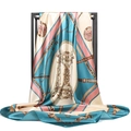 Elegante foulard in seta satinata 90x90cm con motivi equestri classici e dettagli di catene - Catena Verde Smeraldo