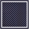 Foulard en soie bleu marine à pois blancs avec bordure décorative contrastée chic - 70x70cm / Pois Bleu Marine