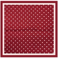 Detailed close-up of red and white polka dot silk scarf with contrasting border frame - Wine Red Polka Dot