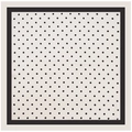 Flat lay of square silk scarf with classic black polka dots and wide black border - Beige Polka Dot
