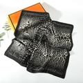 Leopard print silk square scarf in black and white with premium gift box packaging - Leopard Style 8
