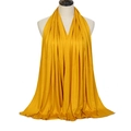 Solid ginger yellow mercerized cotton jersey hijab scarf shown as a versatile long shawl - 170*70cm / Ginger Yellow No. 9