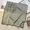 Foulard di seta 70x70cm con motivi geometrici verdi e accessori di lusso - Verde Scuro Geometrico (FJ551-1)