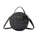 Borsa a mano tonda nera retrò trapuntata a cuore con logo oro e tracolla rimovibile - 18*19*8.5 / Nero