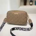 Retro beige camera bag with sun flower pattern and stylish jacquard woven strap - Yellow