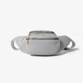 Light gray corduroy fanny pack with gold metal zippers and adjustable strap for women - 33*8*11 / Gray