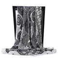 Satin silk scarf featuring a black and white vintage carriage chain and mandala pattern - Black and White Squares / 90x90cm