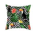 Tropical toucan and hibiscus cushion cover with black and white geometric pattern - Tpr171-38 / 45x45 Square (No Insert)