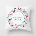 Christmas wreath throw pillow cover with reindeer silhouette on white peach skin fabric - Christmas Wreath Style (TPR084-8)