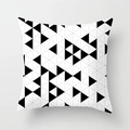 Modern square pillow cover with black and white geometric triangle patterns - Geometric Triangle Patchwork Style (TPR050-36)