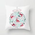 Christmas peach skin pillowcase with red festive reindeer ornament and holiday greetings - Christmas Ball Ornament Style (TPR084-7)