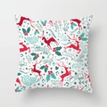 Christmas peach skin pillowcase with red reindeer and festive holiday icons on white - Festive Red Green Ribbon Style (TPR084-9)