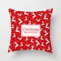 Quadratischer roter Weihnachtskissenbezug mit weißen Rentier- und Schneeflockenmustern - Rotes Rentier-Schneeflocken-Design (TPR081-40)