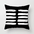 Minimalist square throw pillow cover with white hand-painted brush strokes on black - Brush Strokes Pattern Style (TPR050-35)
