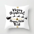 White Christmas pillowcase featuring Merry Christmas script and golden snowflakes - Artistic Font New Year Style (TPR084-11)