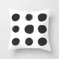 Modern white square pillowcase with minimalist black hand-drawn polka dots print - Hand-drawn Circular Dots Style (TPR050-12)