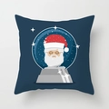 Navy blue Christmas pillow case featuring Santa Claus snowflake globe print - Navy Blue Santa Claus Style (TPR084-33)