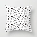 Modern square pillowcase with black hand-drawn star patterns on white background - Hand-drawn Stars and Sparkles Style (TPR050-34)
