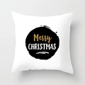 White Christmas pillowcase with golden Merry Christmas text and round black pattern - Black Circle Merry Style (TPR084-10)