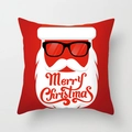 Roter Weihnachtskissenbezug mit Sonnenbrille-Weihnachtsmann und Merry Christmas Aufdruck - Weihnachtsmann mit Sonnenbrille Roter Hintergrund (TPR081-27)