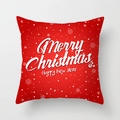 Roter quadratischer Kissenbezug mit weißem Merry Christmas Text und Schneeflocken - Rote Grüße Schneeflocken-Verziert (TPR081-25)