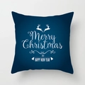 Navy blue Christmas pillowcase with reindeer and Merry Christmas text print - Navy Merry and Happy New Year Style (TPR084-30)