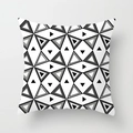 Modern geometric triangle pattern throw pillow case in black grey and white tones - Black White Grey Geometric Patchwork Style (TPR050-18)
