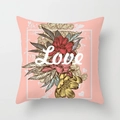 Pink square cushion cover with floral print and white Love lettering art - 45x45CM (No Core) / Pink Vintage Floral Love (TPR044-2)