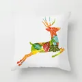 Peach skin pillowcase featuring colorful autumn leaf deer silhouette on white background - Maple Leaf Texture Deer Style (TPR084-18)
