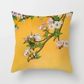 Floral bird illustration on yellow square decorative cushion cover for sofa - 45x45CM (No Core) / Warm Yellow Oriental Flower Bird (TPR044-19)